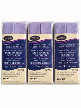 Wrights Lavender 051 Double Fold Quilt Binding 7/8” x 3 Yards Lot of 3